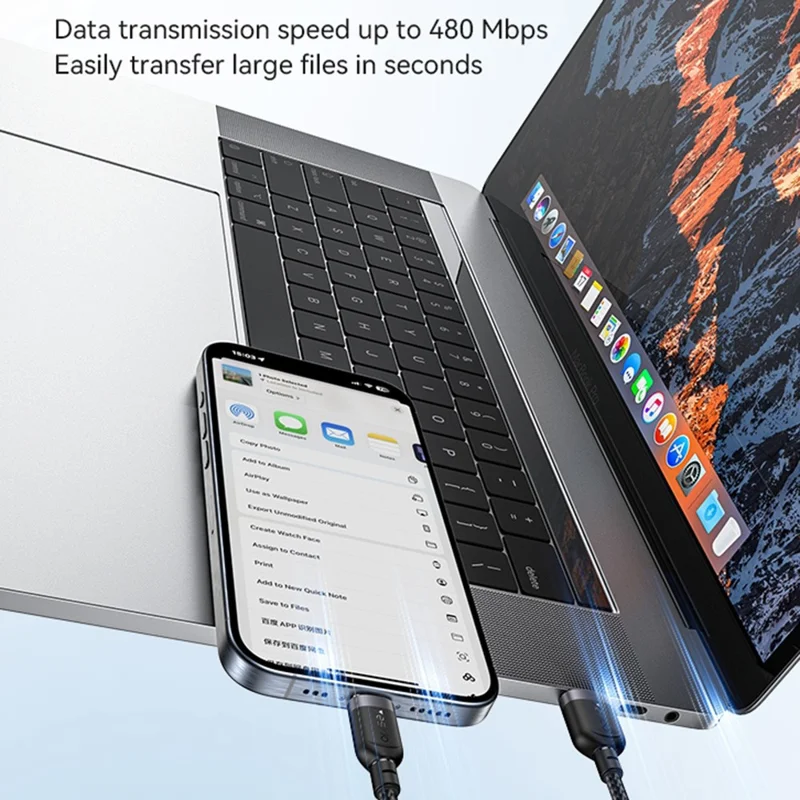 YESIDO CA131C 0,3m Câble de Données USB A vers Type C Tressé 3A Charge Rapide 480 Mbps