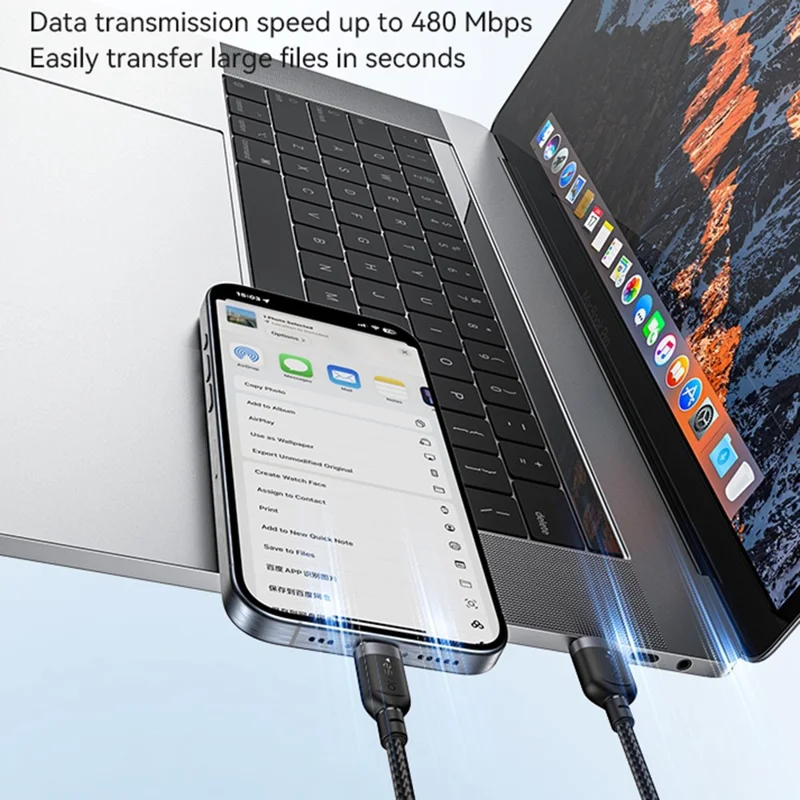 Cable de carga rápida YESIDO CA132C de 1,2 m, USB A a Tipo C, trenzado, 3A, transferencia de datos 480 Mbps