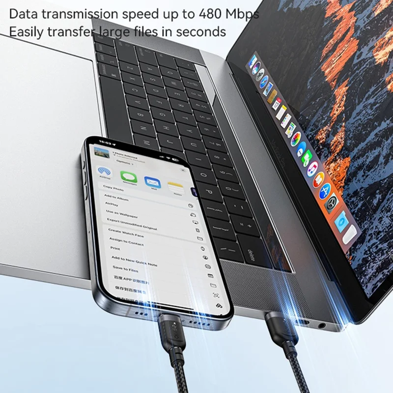 YESIDO CA133C 2m USB A to Type C Braided Wire 3A Fast Charging 480Mbps Data Cable