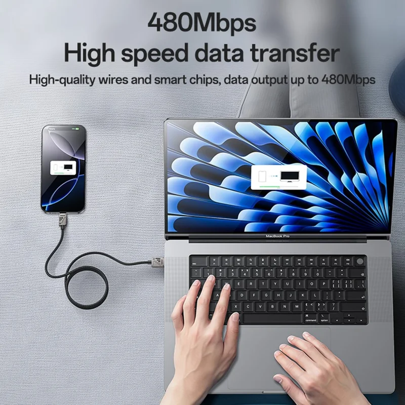YESIDO CA135C 1.2m Zinc Alloy USB A to Type C Braided Cable 3A Fast Charging Data Sync Cord