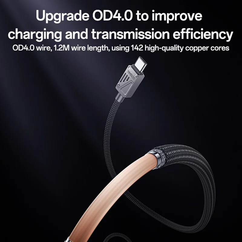 YESIDO CA135C 1.2m Zinc Alloy USB A to Type C Braided Cable 3A Fast Charging Data Sync Cord