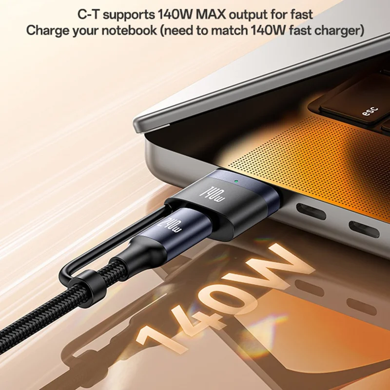 YESIDO CA197 USB-C на USB-C / Магнитный наконечник 2 в 1 240 Вт кабель быстрой зарядки для MacBook