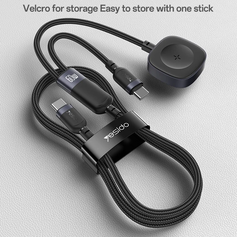 YESIDO CA136C 2-in-1 USB-C auf USB-C / für Apple Watch Ladedock 60W Schnellladekabel