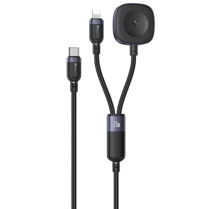 YESIDO CA136L Cavo di Ricarica Rapida 27W da Type C a iP / Dock di Ricarica Wireless 2 in 1 per Apple Watch