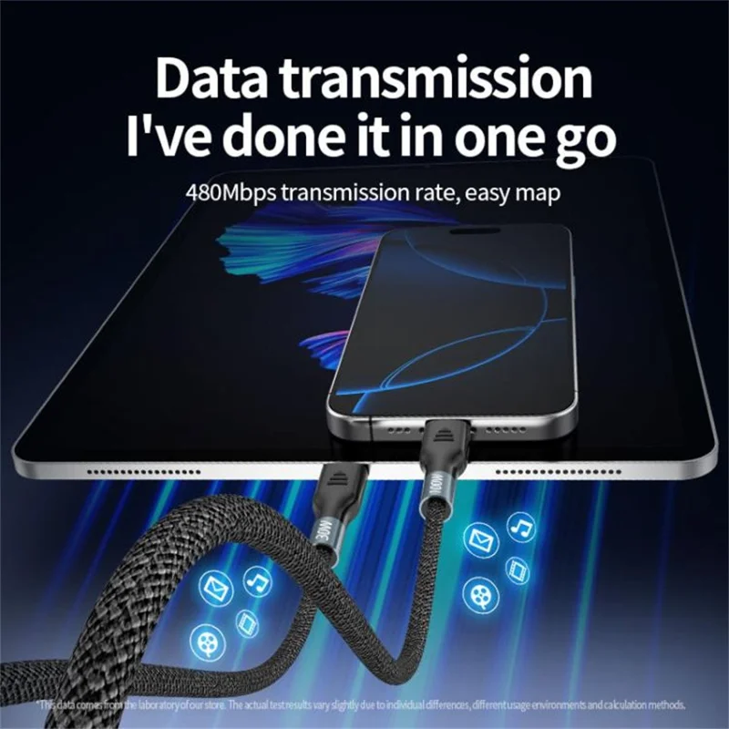 Cavo di ricarica 2 in 1 da 2 m USB A / Type-C a USB C / 8 Pin / per Base di Ricarica Apple Watch PD 100W Ricarica Rapida
