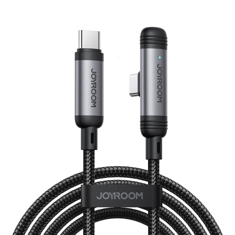 Câble JOYROOM S-A56 Type-C vers Type-C de 1,2 m, Cordon de Synchronisation et de Charge Rapide à 60W avec Connecteur Coudé