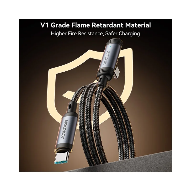 Câble JOYROOM S-A56 Type-C vers Type-C de 1,2 m, Cordon de Synchronisation et de Charge Rapide à 60W avec Connecteur Coudé