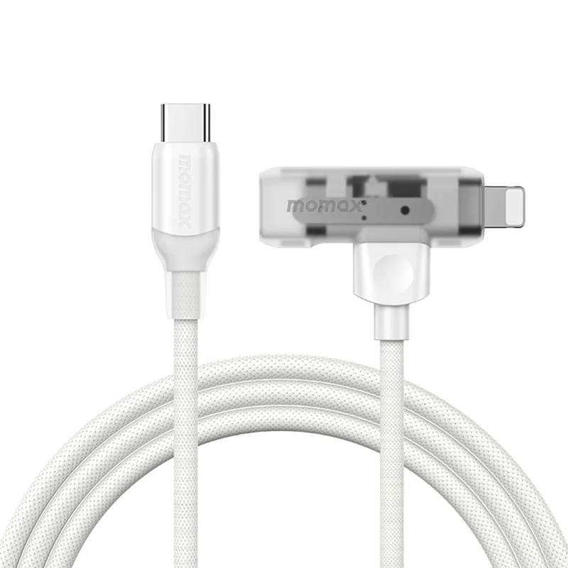 MOMAX 1-Link 1.5м 2-в-1 быстрозаряжающий плетеный кабель с сертификацией MFi, USB-C на USB-C / Lightning - Белый