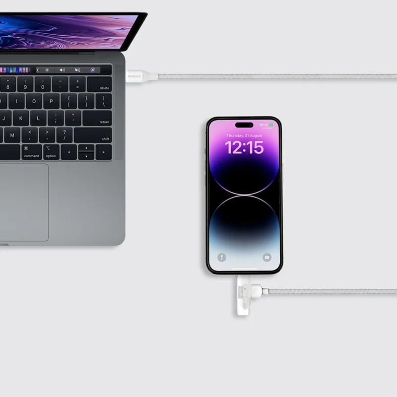 MOMAX 1-Link 1.5м 2-в-1 быстрозаряжающий плетеный кабель с сертификацией MFi, USB-C на USB-C / Lightning - Белый
