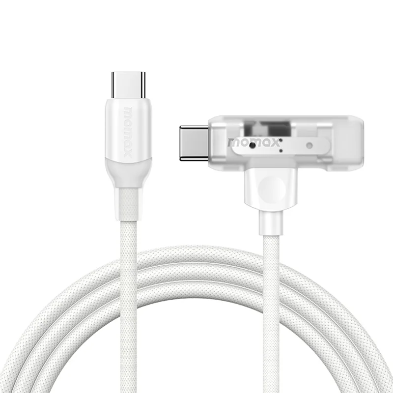 MOMAX 1-Link 1.5м 2-в-1 быстрозаряжающий плетеный кабель с сертификацией MFi, USB-C на USB-C / Lightning - Белый