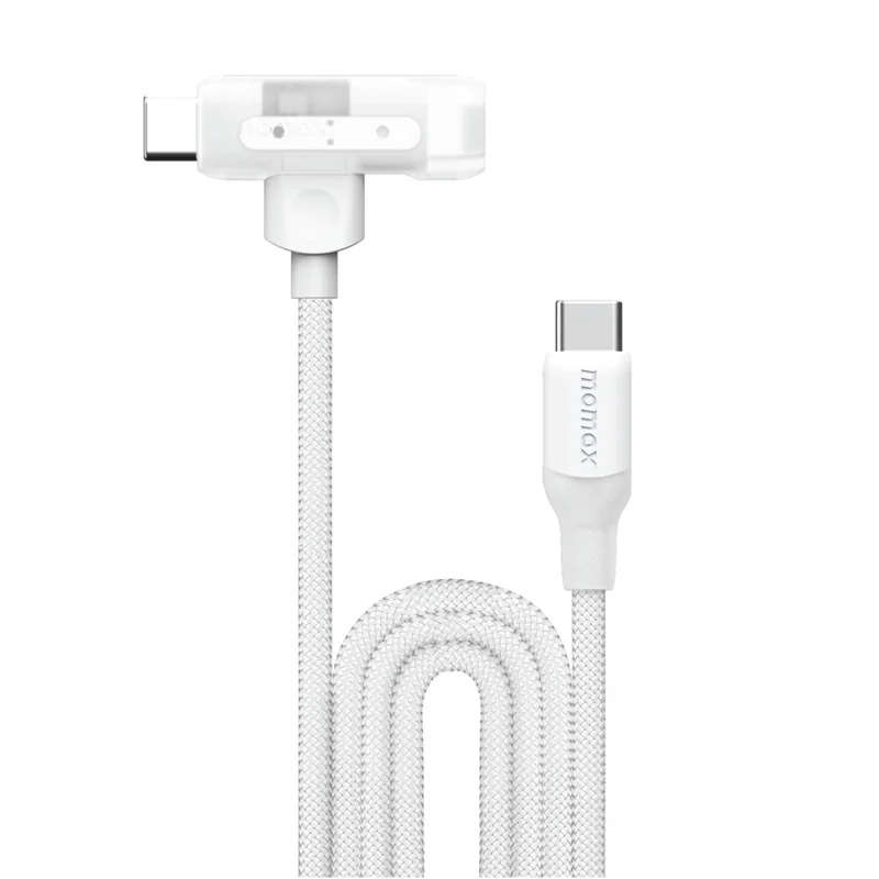 MOMAX 1-Link 1.5м 2-в-1 быстрозаряжающий плетеный кабель с сертификацией MFi, USB-C на USB-C / Lightning - Белый