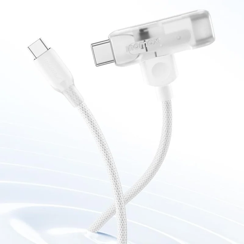MOMAX 1-Link 1.5м 2-в-1 быстрозаряжающий плетеный кабель с сертификацией MFi, USB-C на USB-C / Lightning - Белый