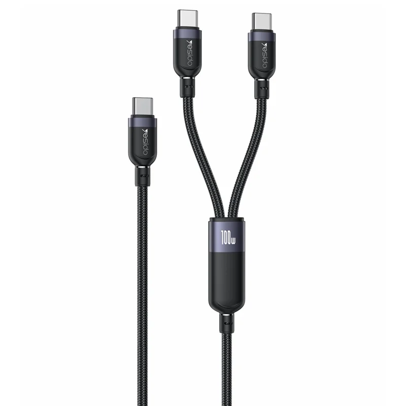 YESIDO CA92 Cavo Splitter USB C a Doppia USB C 2 in 1 Ricarica Rapida PD 100W Intrecciato