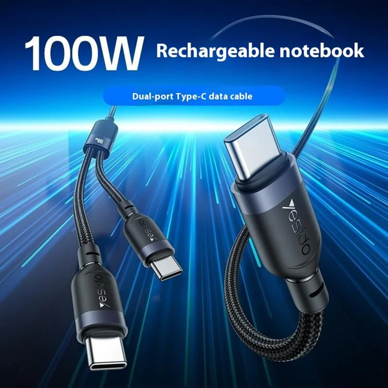 YESIDO CA92 Cavo Splitter USB C a Doppia USB C 2 in 1 Ricarica Rapida PD 100W Intrecciato
