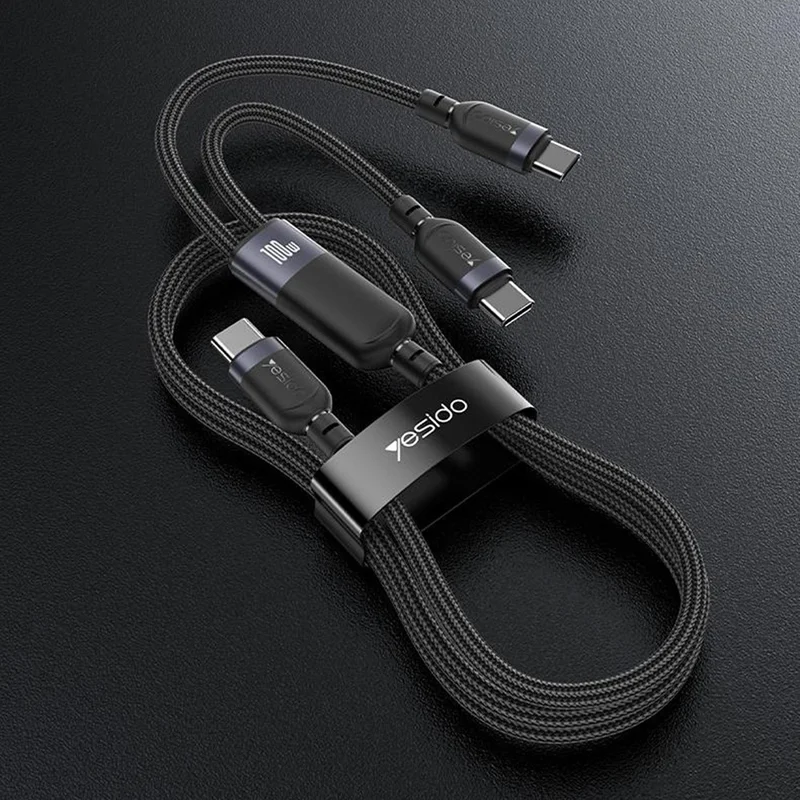 YESIDO CA92 Cavo Splitter USB C a Doppia USB C 2 in 1 Ricarica Rapida PD 100W Intrecciato