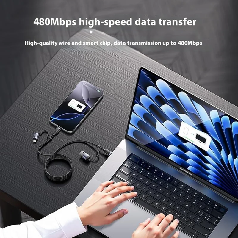 YESIDO CA200 Cavo di Ricarica 4 in 1 USB / Type-C a Type-C / 8-Pin Intrecciato per Dati