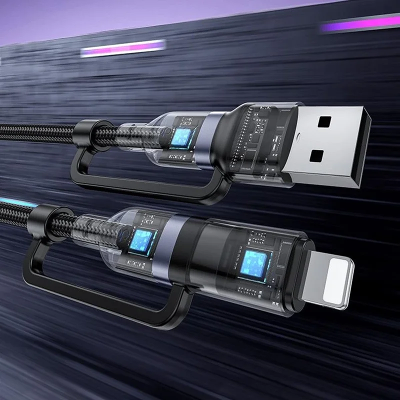 YESIDO CA200 Cavo di Ricarica 4 in 1 USB / Type-C a Type-C / 8-Pin Intrecciato per Dati