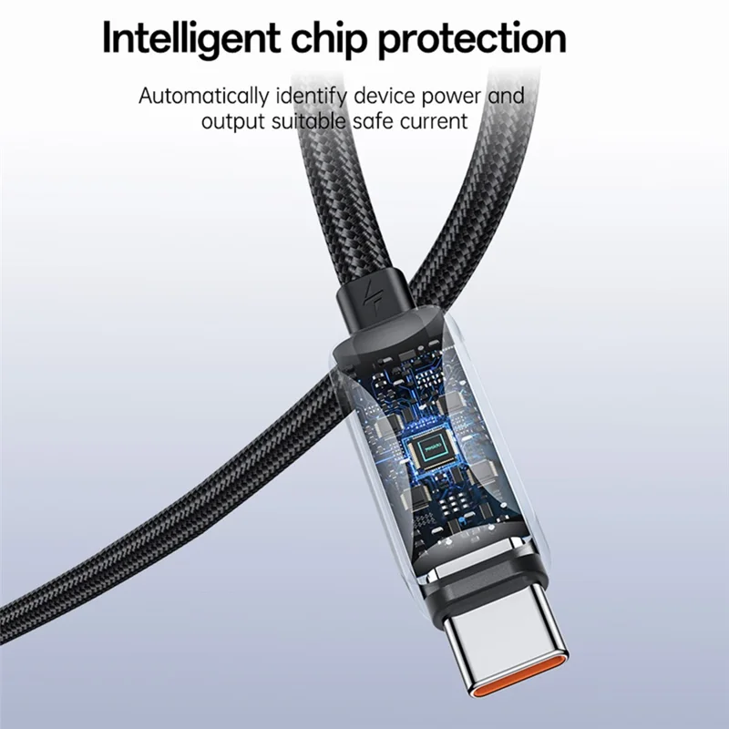 YESIDO CA198 60W 3A USB-C to USB-C Cable Zinc Alloy Flowing Light Braided Data Cable