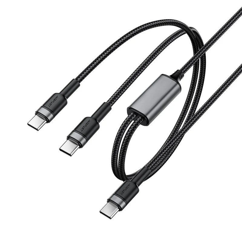 ACEFAST C22-02 USB-C auf 2 USB-C Schnellladekabel mit Nylonummantelung, 100W Aluminiumlegierung Geflochtenes Lade- und Datenkabel