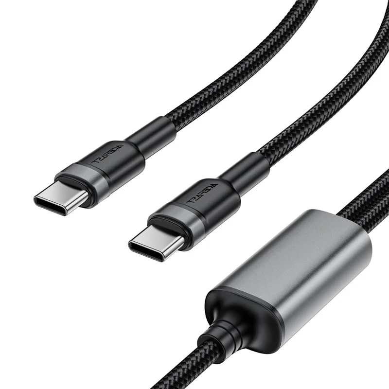 ACEFAST C22-02 USB-C auf 2 USB-C Schnellladekabel mit Nylonummantelung, 100W Aluminiumlegierung Geflochtenes Lade- und Datenkabel