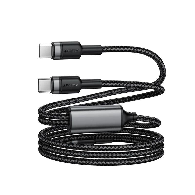 ACEFAST C22-02 USB-C auf 2 USB-C Schnellladekabel mit Nylonummantelung, 100W Aluminiumlegierung Geflochtenes Lade- und Datenkabel