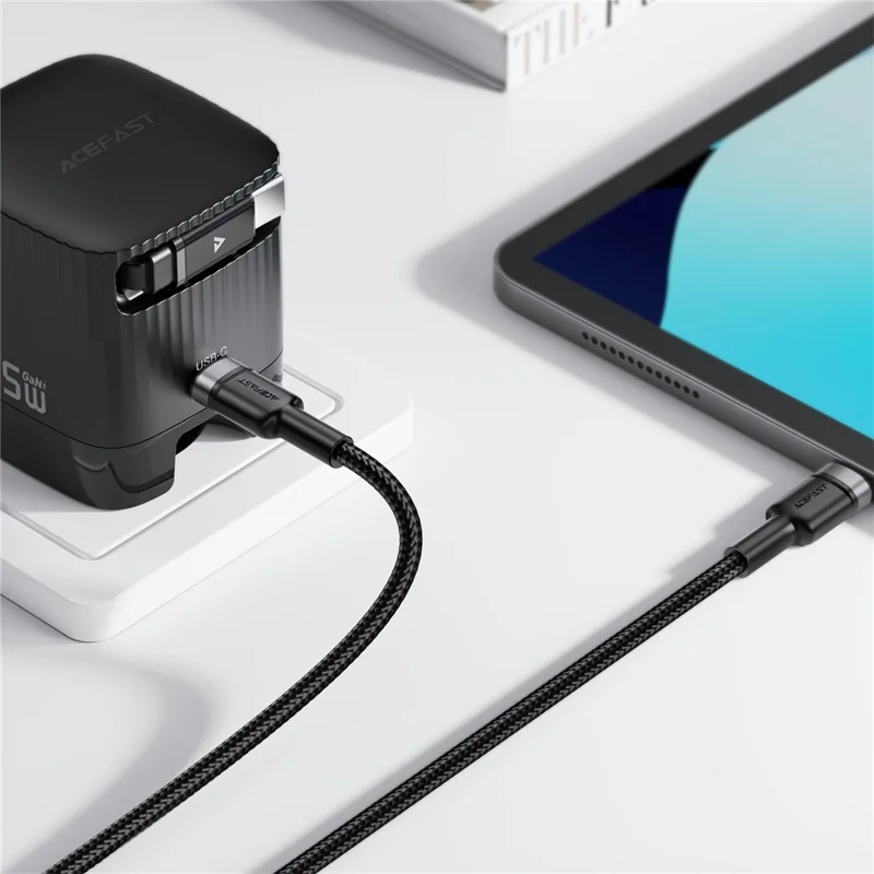 ACEFAST C22-02 USB-C auf 2 USB-C Schnellladekabel mit Nylonummantelung, 100W Aluminiumlegierung Geflochtenes Lade- und Datenkabel