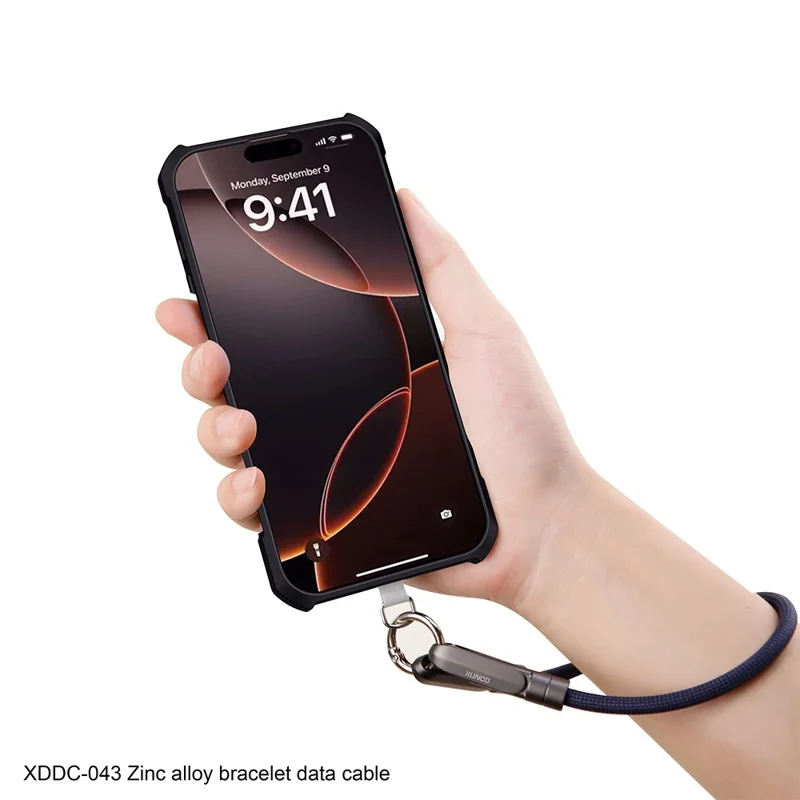 XUNDD XDDC-043 2 in 1 Phone Lanyard Charging Cable Type-C to Type-C 100W PD Fast Charge Data Cord - Blue