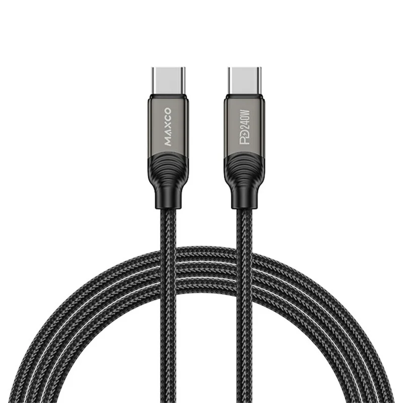 MAXCO 1.5m Type-C to Type-C PD 240W Fast Charging Cable Data Transfer Braided Cord - Black