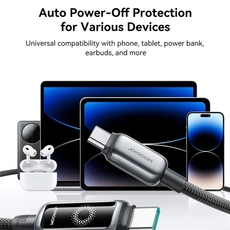Câble JOYROOM S-A55 Type-C vers Type-C de 1,2 m, 100 W, charge rapide et synchronisation de données - Noir