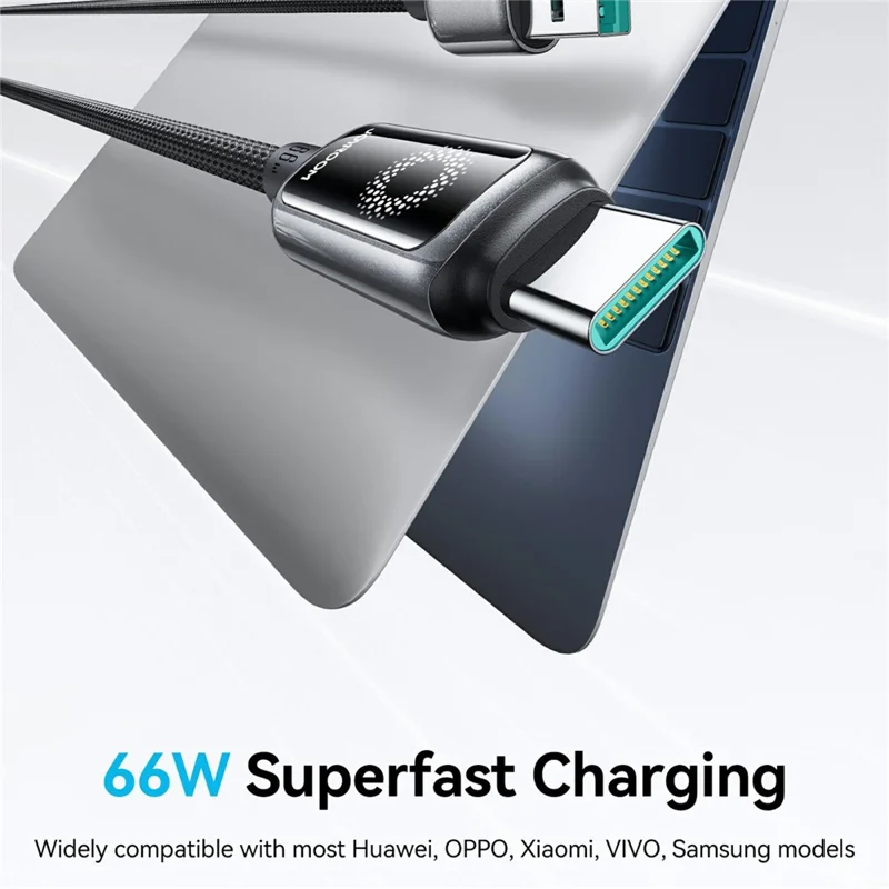 JOYROOM S-A55 Câble USB-A vers Type-C de 1,2 m, Charge Rapide 66W, Coupure Automatique de l'Alimentation, Cordon de Données - Noir