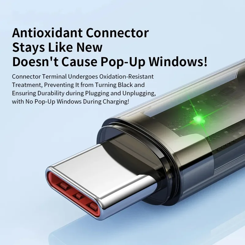 TRANYOO CC-1 Smart Auto Disconnect Charging Cable 100W Data Cable with LED Indicator for Laptops