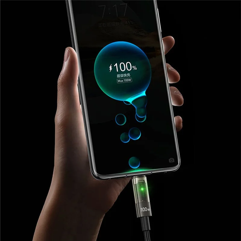 TRANYOO CC-1 Smart Auto Disconnect Charging Cable 100W Data Cable with LED Indicator for Laptops