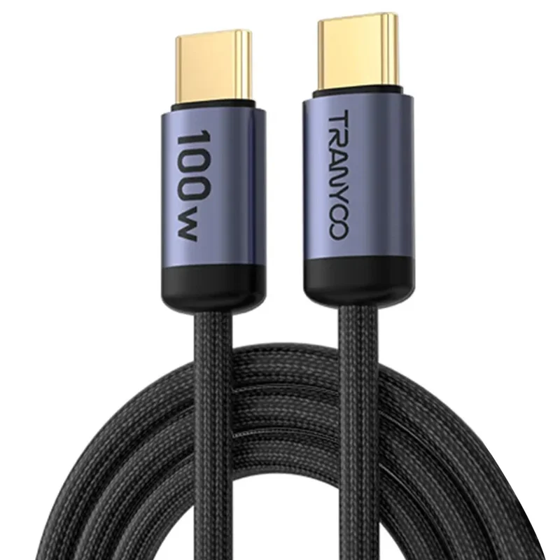 TRANYOO CC-4 2m PD 100W Fast Charging Cable E-Marker Chip Braided Phone Laptop Data Cord