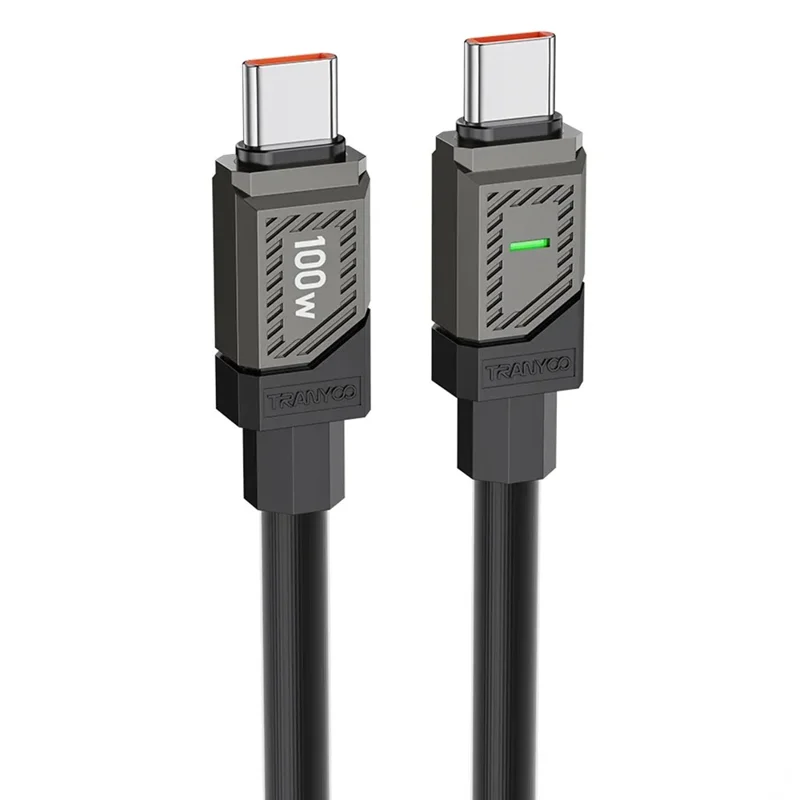 TRANYOO CC-2 1.2m Type-C to Type-C Cable 100W Fast Charging Phone Laptop Data Cord - Black