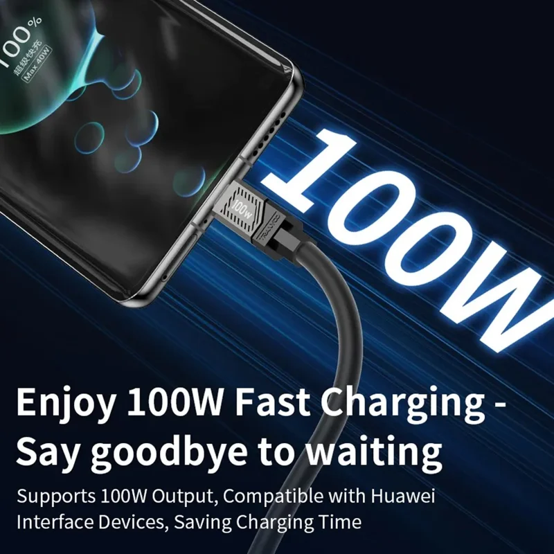 TRANYOO CC-2 1.2m Type-C to Type-C Cable 100W Fast Charging Phone Laptop Data Cord - Black