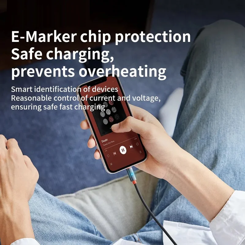 TRANYOO CC-5 1.2m Smart Auto Disconnect Data Cable 100W Type-C to Type-C Phone Laptop Cord