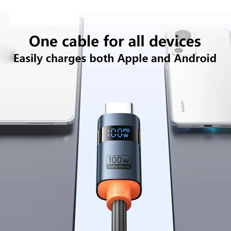 TRANYOO CC-6 1.2m Type-C to Type-C Digital Display Fast Charging Cable 100W Laptop Charge Cord