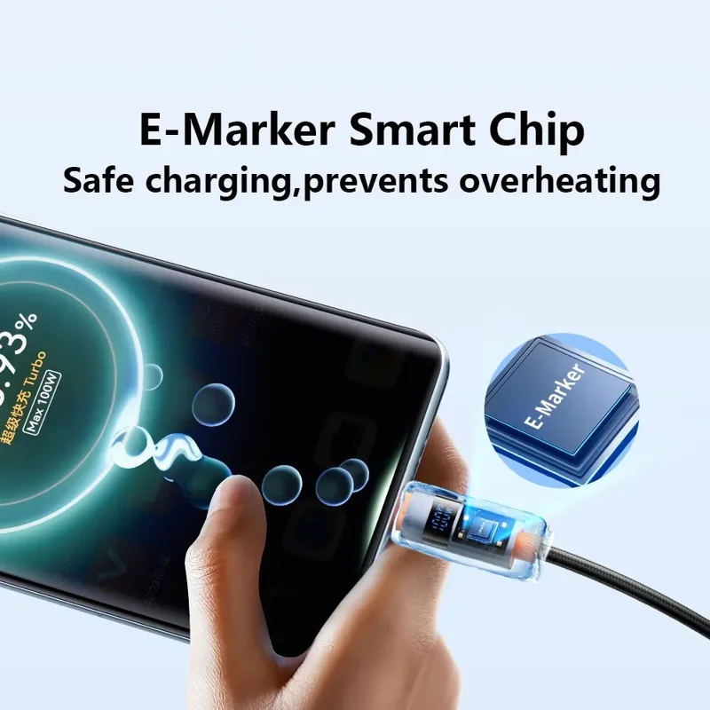 TRANYOO CC-6 1.2m Type-C to Type-C Digital Display Fast Charging Cable 100W Laptop Charge Cord