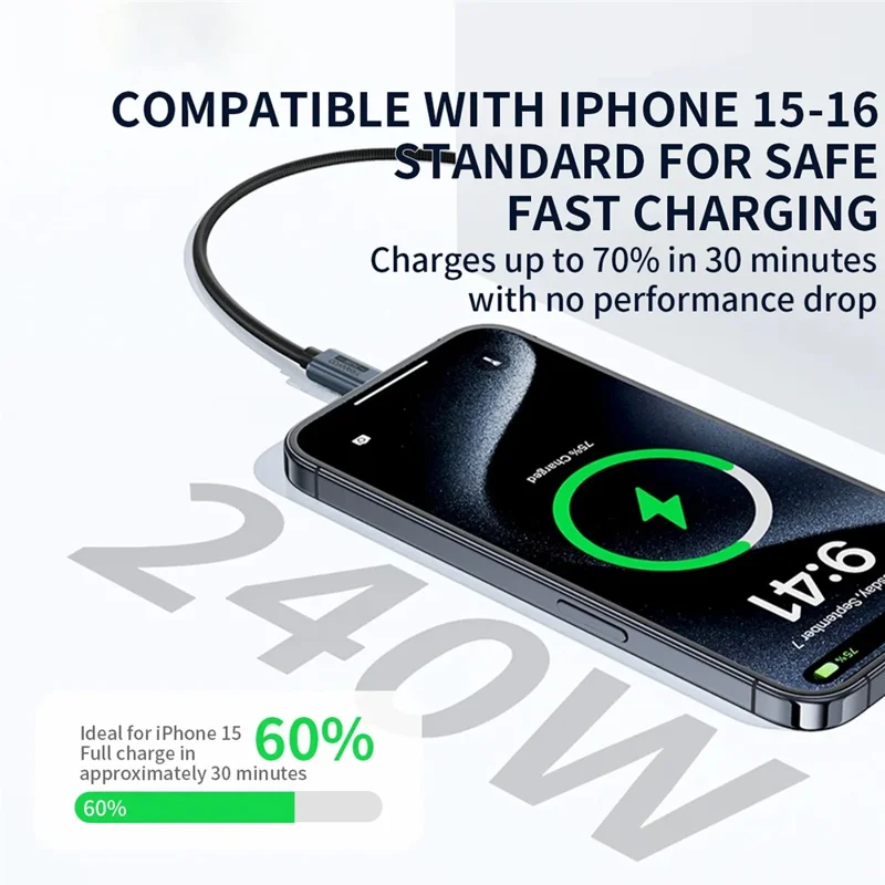 TRANYOO CC-7 1.2m Type-C to Type-C Fast Charging Data Cable 240W Laptop Charge Cord