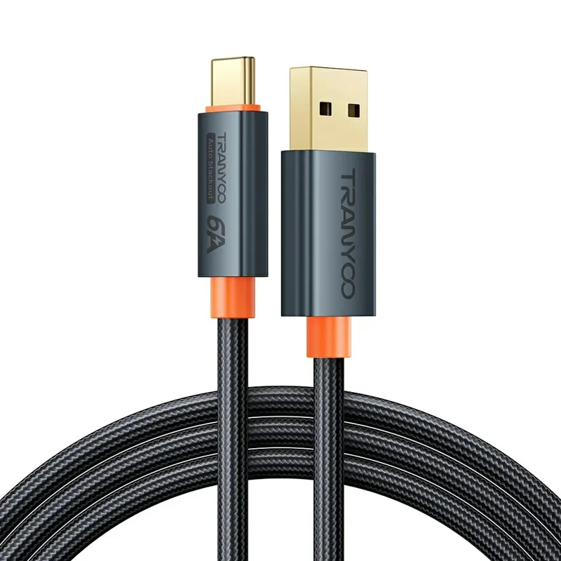 TRANYOO AC-5 1.2m USB to Type-C 100W Fast Charging Cable Smartphones Smart Auto Disconnect Data Cord