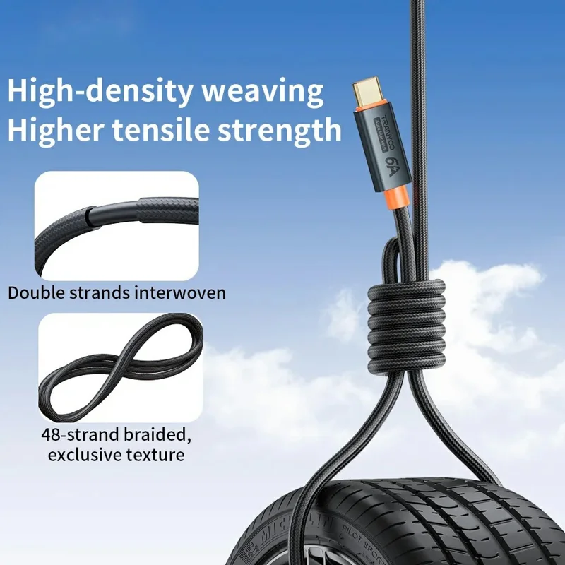 TRANYOO AC-5 1.2m USB to Type-C 100W Fast Charging Cable Smartphones Smart Auto Disconnect Data Cord