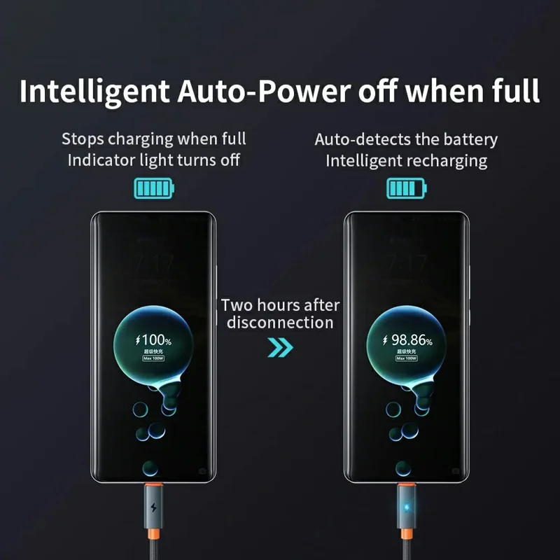 TRANYOO AC-5 1.2m USB to Type-C 100W Fast Charging Cable Smartphones Smart Auto Disconnect Data Cord