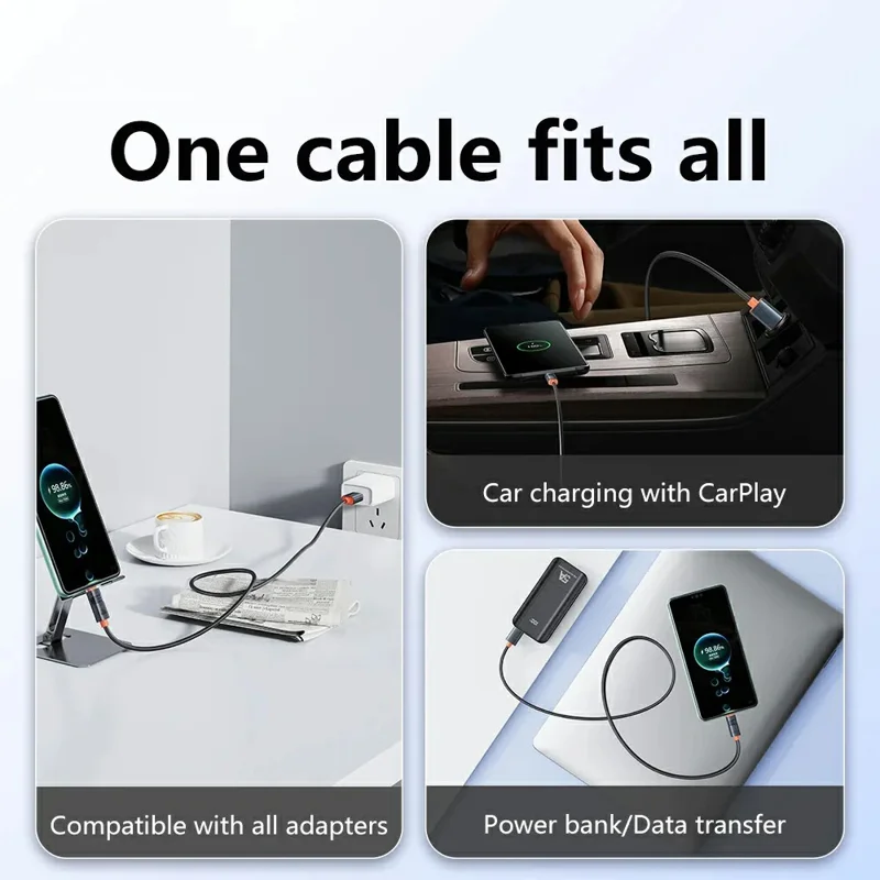 TRANYOO AC-6 For Samsung 100W USB to Type-C Cable 1.2m Braided Digital Display Fast Charging Cord