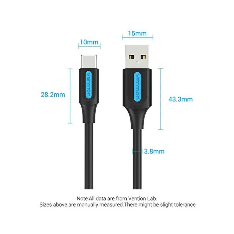 VENTION COKBG 1.5m USB-A 2.0 Male to USB C Male 3A 60W Fast Charging Wire High Speed Data Cable