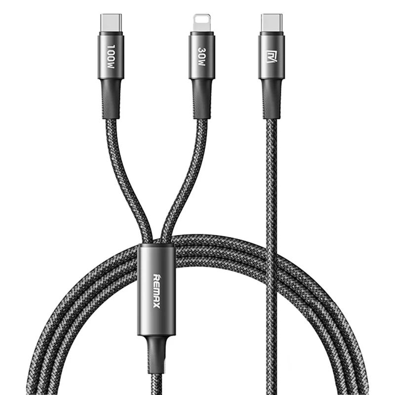 REMAX CB25 100W Dual Port Aluminum Alloy Braided Cable USB-C to USB-C  /  Lightning 1.2M