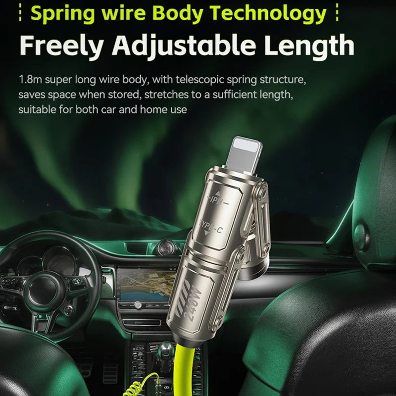 WEKOME WDC-80 Dofon No.1 Car-Specific Safety Data Cable 240W High Power 1.8M Length Multi Function Design - Green