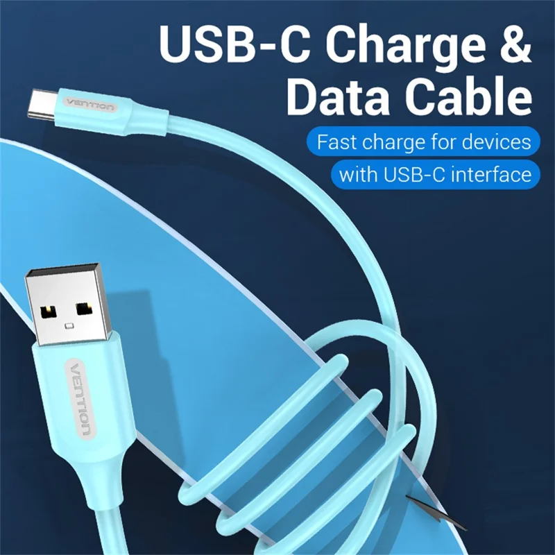 VENTION COKSF 1m USB 2.0 Type A to Type C Cable 3A Fast Charging Phone Tablet Data Cord - Lake Blue