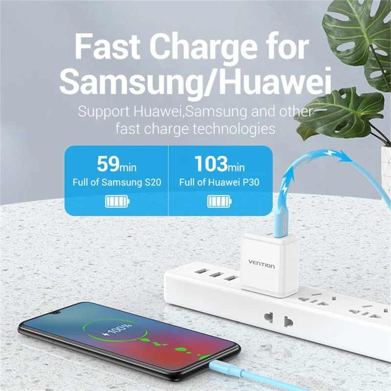 VENTION COKSH 2m USB 2.0 Type A to Type C Cable 3A Fast Charging Phone Tablet Data Cord - Lake Blue