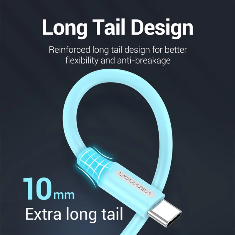 VENTION COKSH 2m USB 2.0 Type A to Type C Cable 3A Fast Charging Phone Tablet Data Cord - Lake Blue