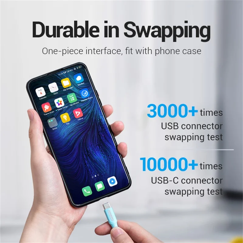 VENTION COKSH 2m USB 2.0 Type A to Type C Cable 3A Fast Charging Phone Tablet Data Cord - Lake Blue